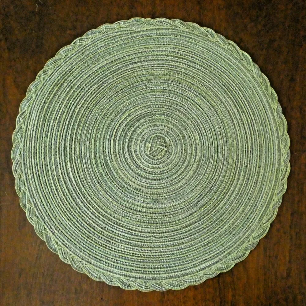 Multi Tonal Green Round Table Mats Braided Straw Style Farmhouse Decor 15